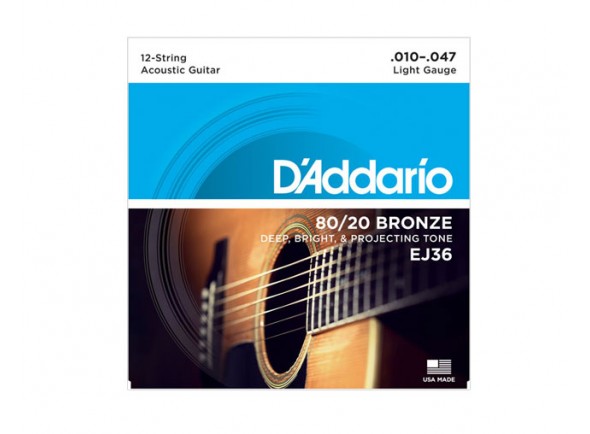D´Addario Jogo 12 Cordas Guitarra Acústica D'ADDARIO EJ36 D´Addario Jogo 12 Cordas Guitarra Acústica D'ADDARIO EJ36